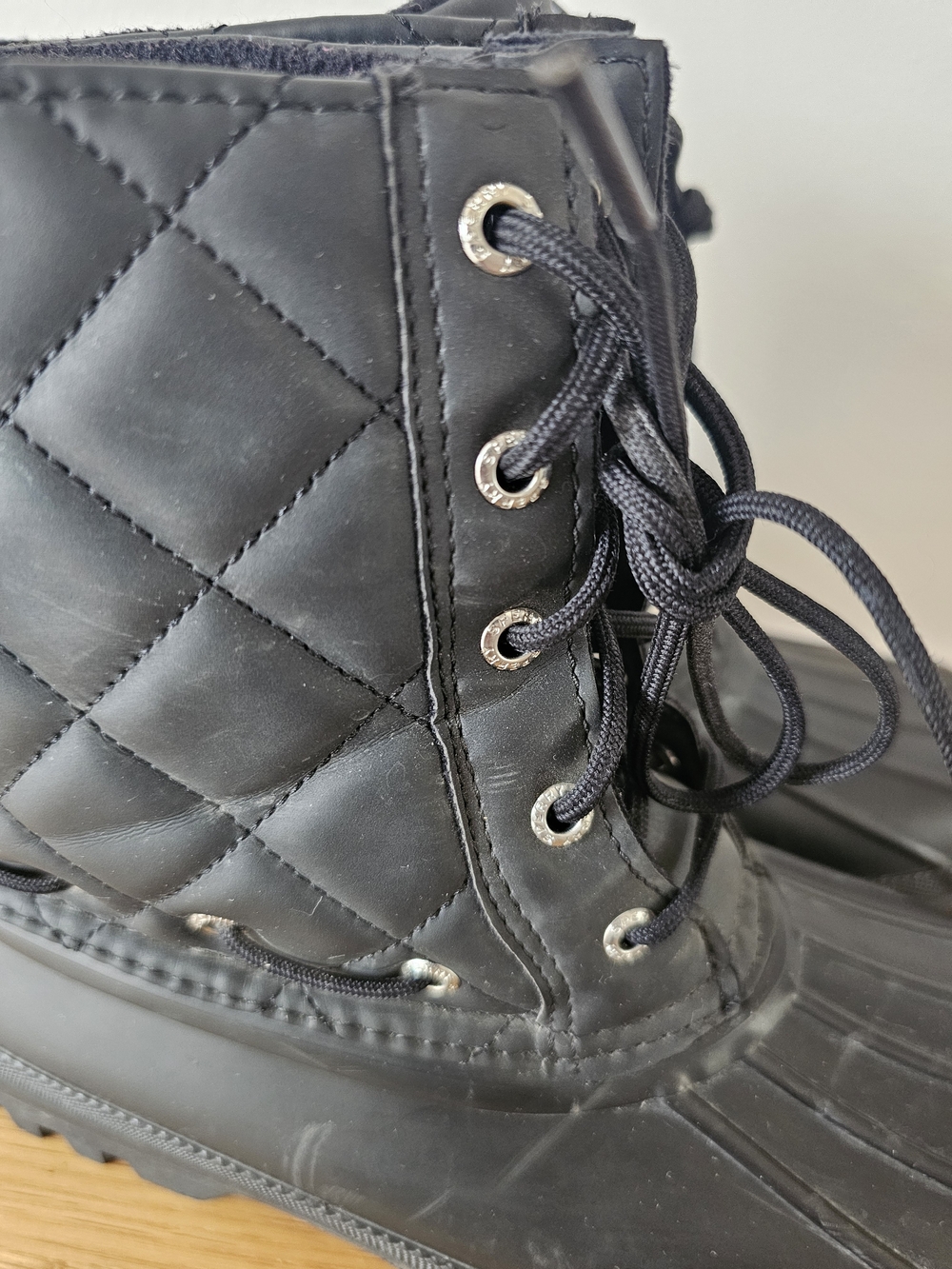Sperry Top Sider Quilted Black Lace-Up Gosling Duck Boots Size 8 Womens - Picture 7 of 10